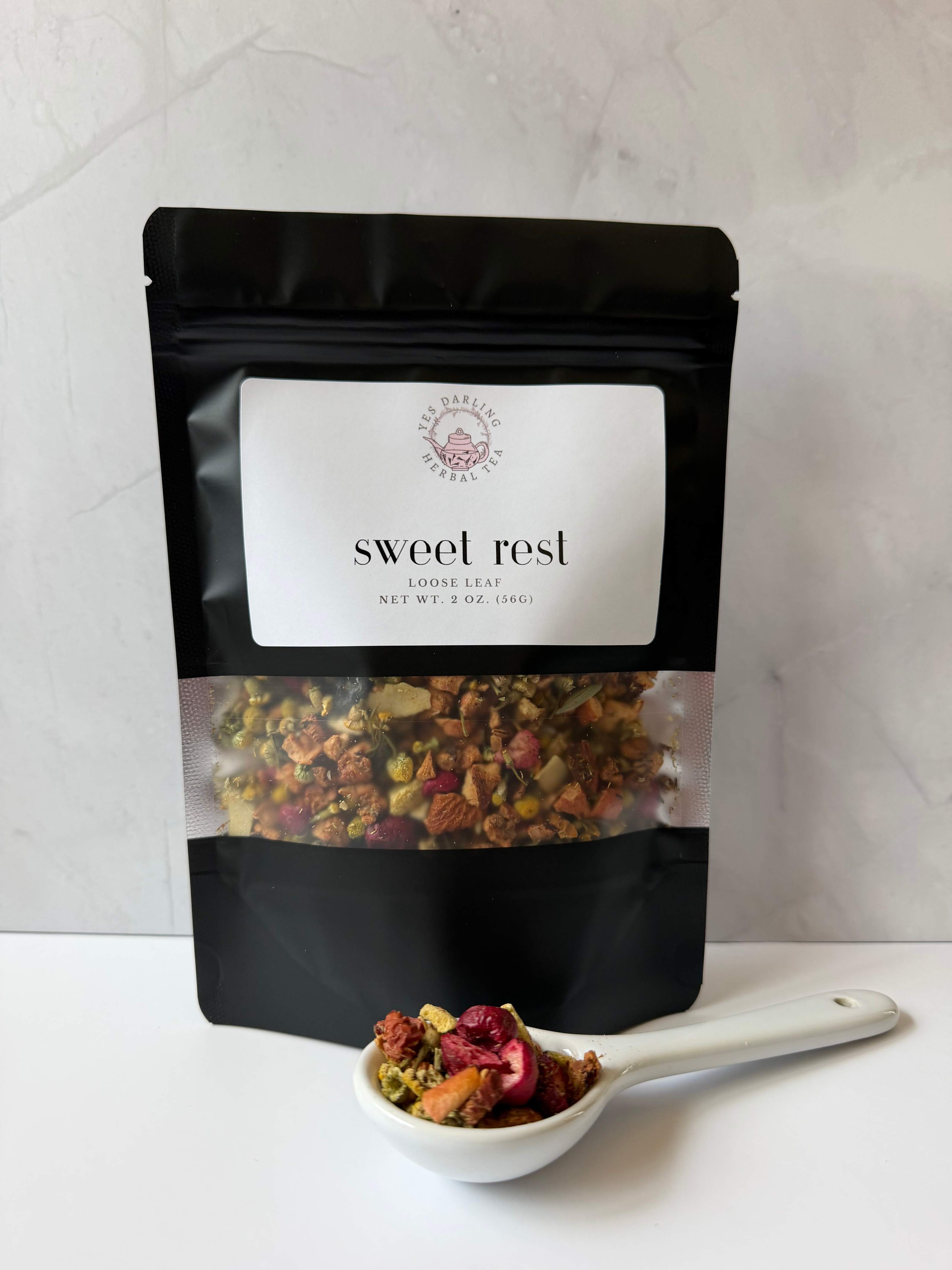 Sweet Rest – Caffeine-Free Bedtime Tea with Chamomile & Cherries